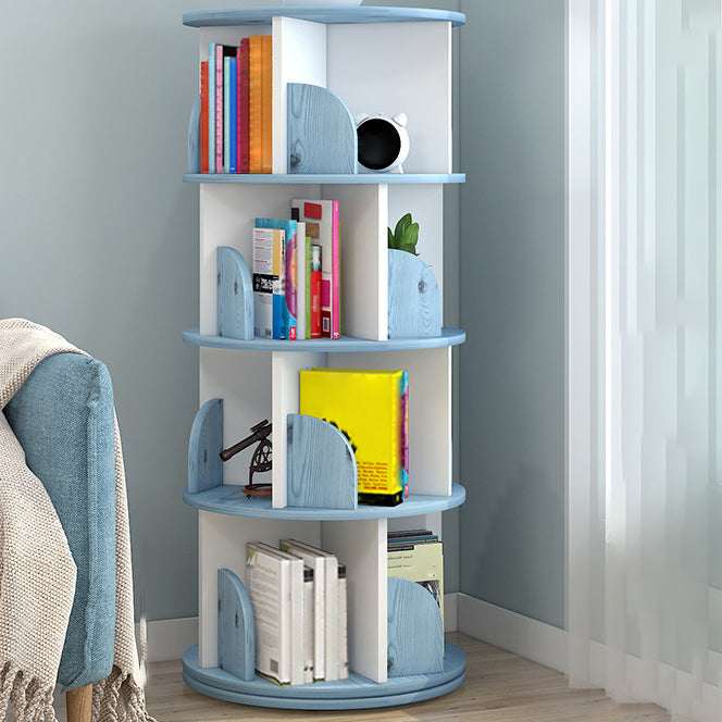 Modern Wooden Rotatable Bookcase Study Room Geometric Bookshelf