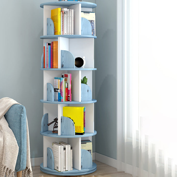 Modern Wooden Rotatable Bookcase Study Room Geometric Bookshelf