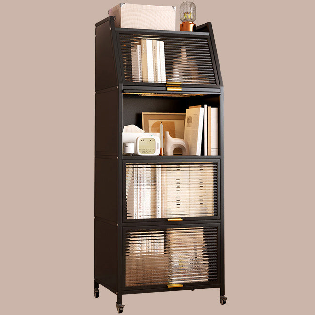 Modern Style Bookshelf Metal Closed Back Bookcase with Door for Home Office