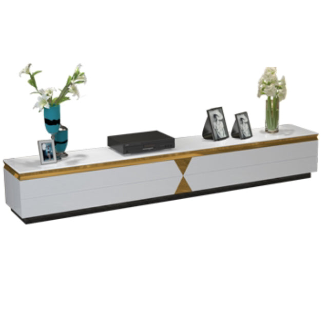 Glass and Wood TV Media Console with Drawers Glam TV Stand Console