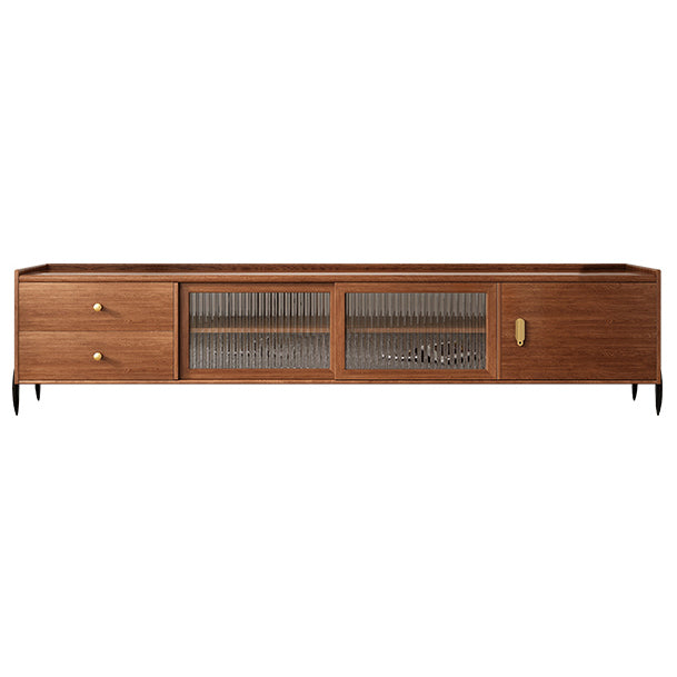 Traditional TV Stand with Drawers Rubberwood TV Media Console