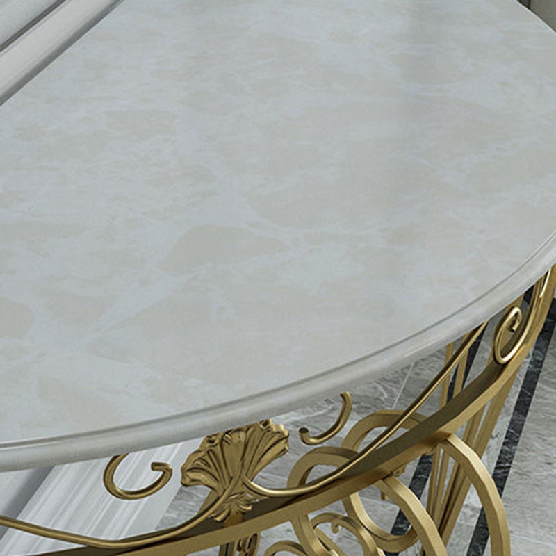 4 Legs Hall Faux Wood Tabletop Half Moon Scratch Resistant and Stain Resistant Console
