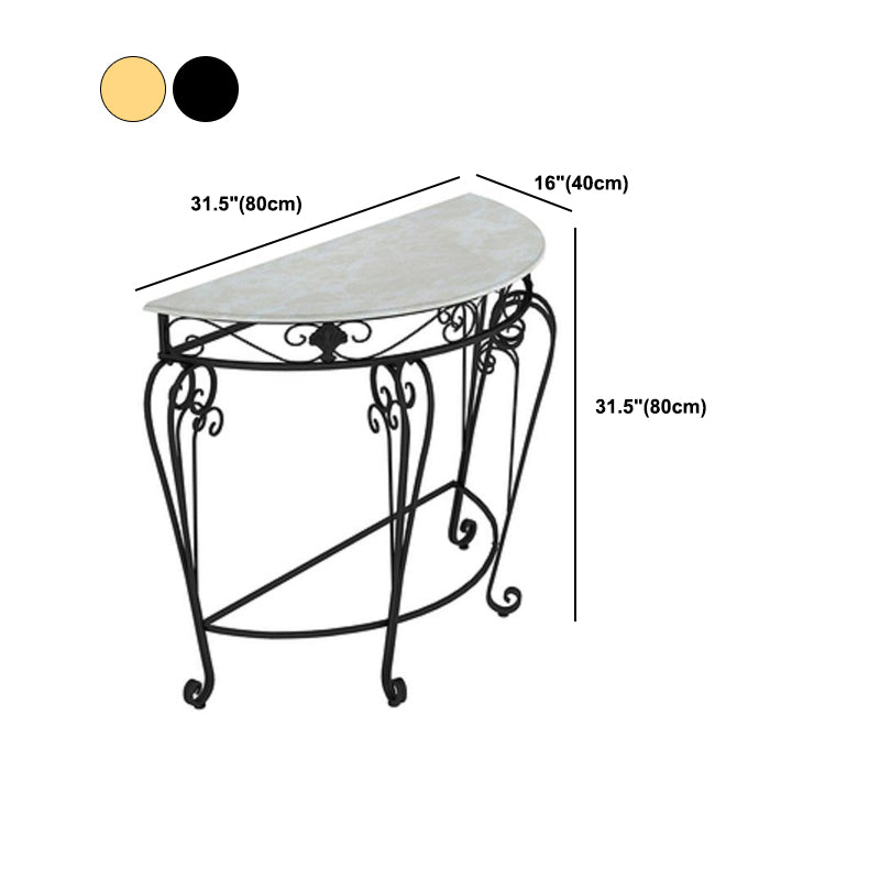 4 Legs Hall Faux Wood Tabletop Half Moon Scratch Resistant and Stain Resistant Console