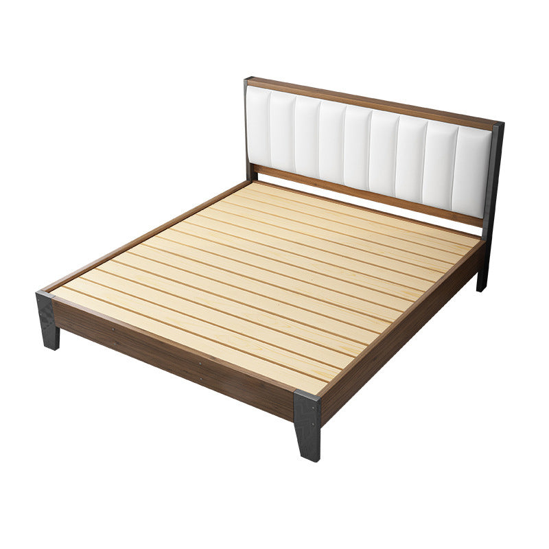 Modern Panel Wood Standard Bed with Rectangular Headboard for Bedroom