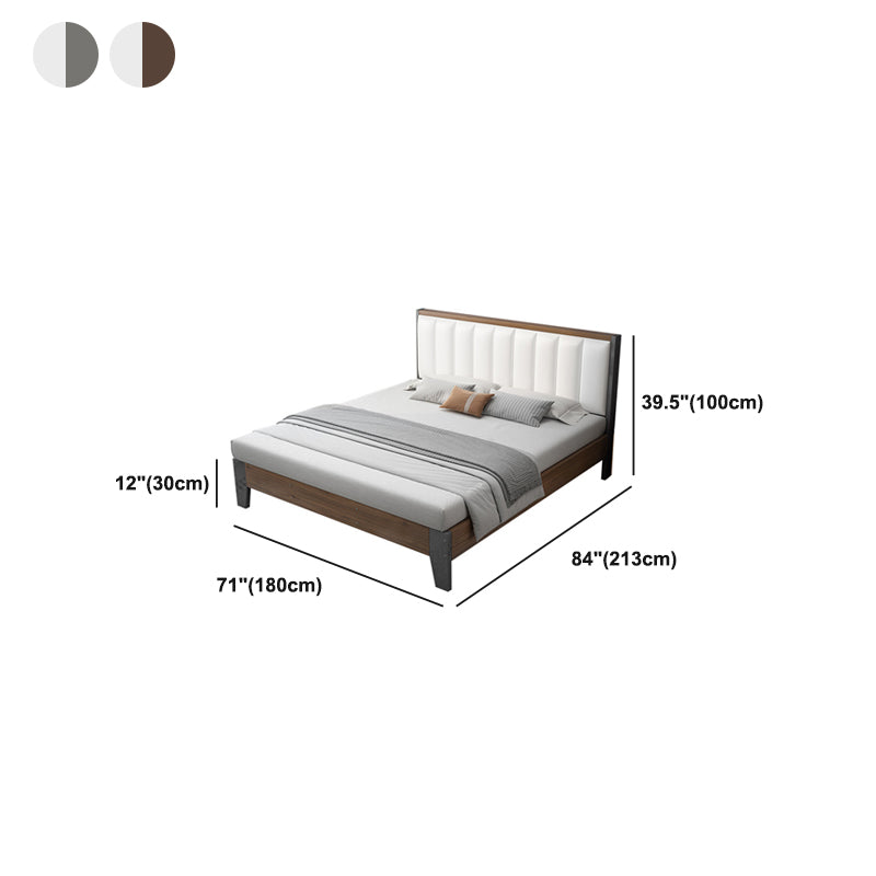 Modern Panel Wood Standard Bed with Rectangular Headboard for Bedroom