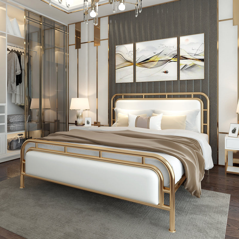 Contemporary Metal Open-Frame Standard Bed with Rectangular Headboard