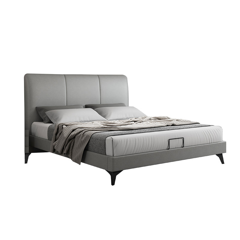 Modern Wooden Headboard with Rectangular Panel and Metal Legs