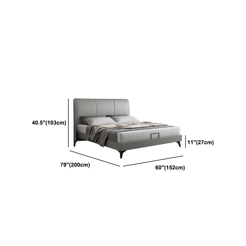 Modern Wooden Headboard with Rectangular Panel and Metal Legs