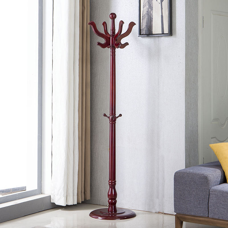 Contemporary Hall Tree with Hooks in Mahogany Wooden Coat Hanger