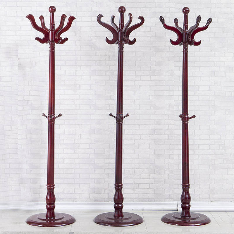 Contemporary Hall Tree with Hooks in Mahogany Wooden Coat Hanger