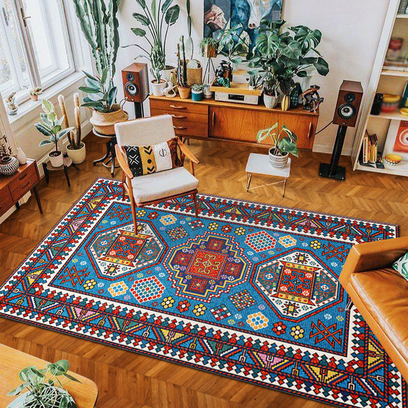 Dark Orange Bohemia Carpet Polyester Graphic Area Carpet Washable Carpet for Sitting Room