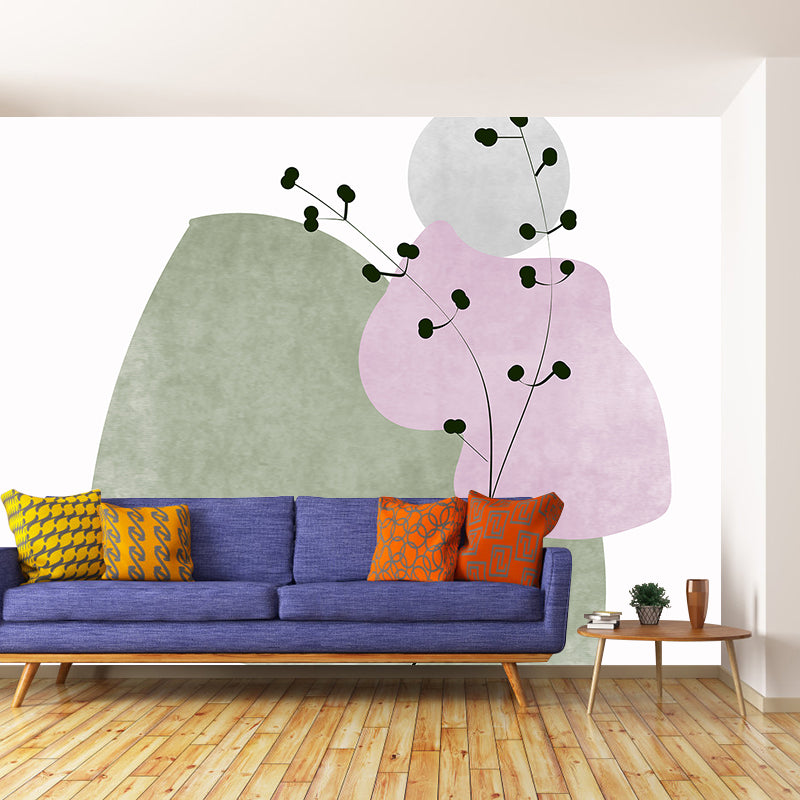 Plants Illustration Mildew Resistant Wallpaper Environmental Sleeping Room Wall Mural