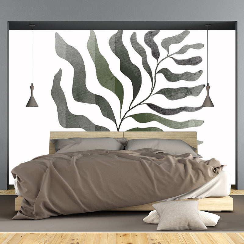 Plants Illustration Mildew Resistant Wallpaper Environmental Sleeping Room Wall Mural