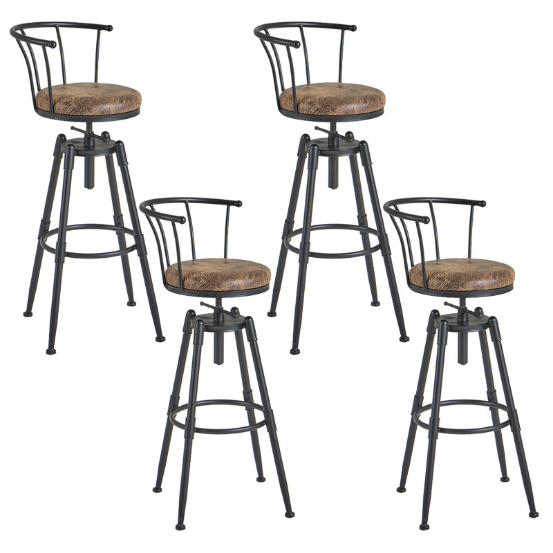 Industrial Backrest Metal Bar Stool Round Furniture in Matte Finish for Home
