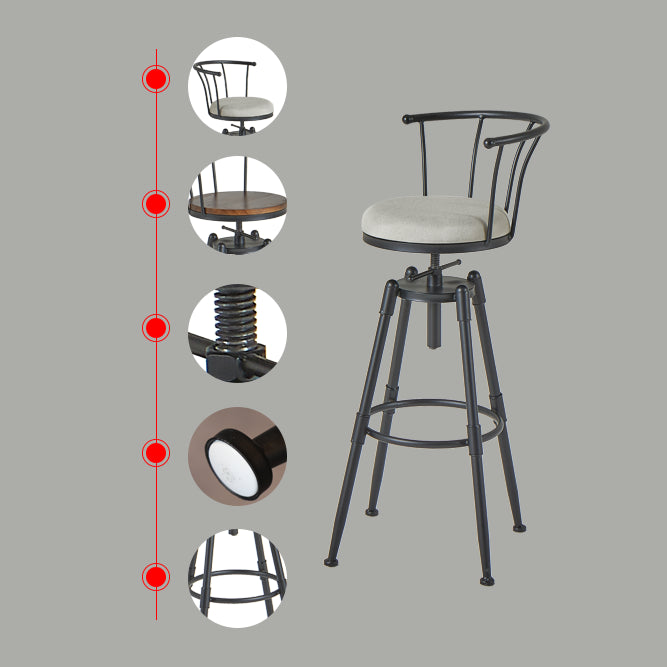 Industrial Backrest Metal Bar Stool Round Furniture in Matte Finish for Home