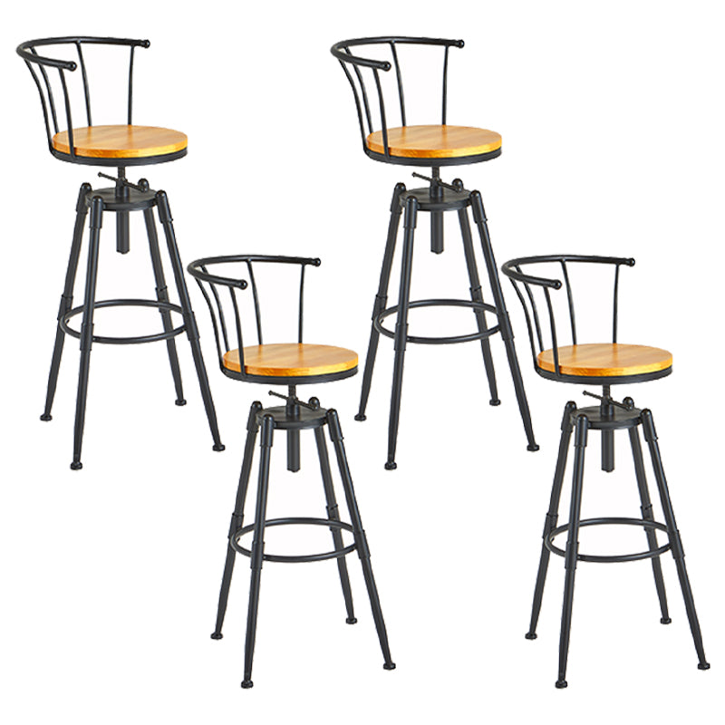 Industrial Backrest Metal Bar Stool Round Furniture in Matte Finish for Home