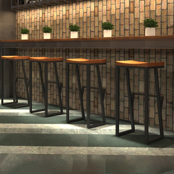 Industrial Rectangle Dining Stool Iron Footrest Bar Stool for Bristol