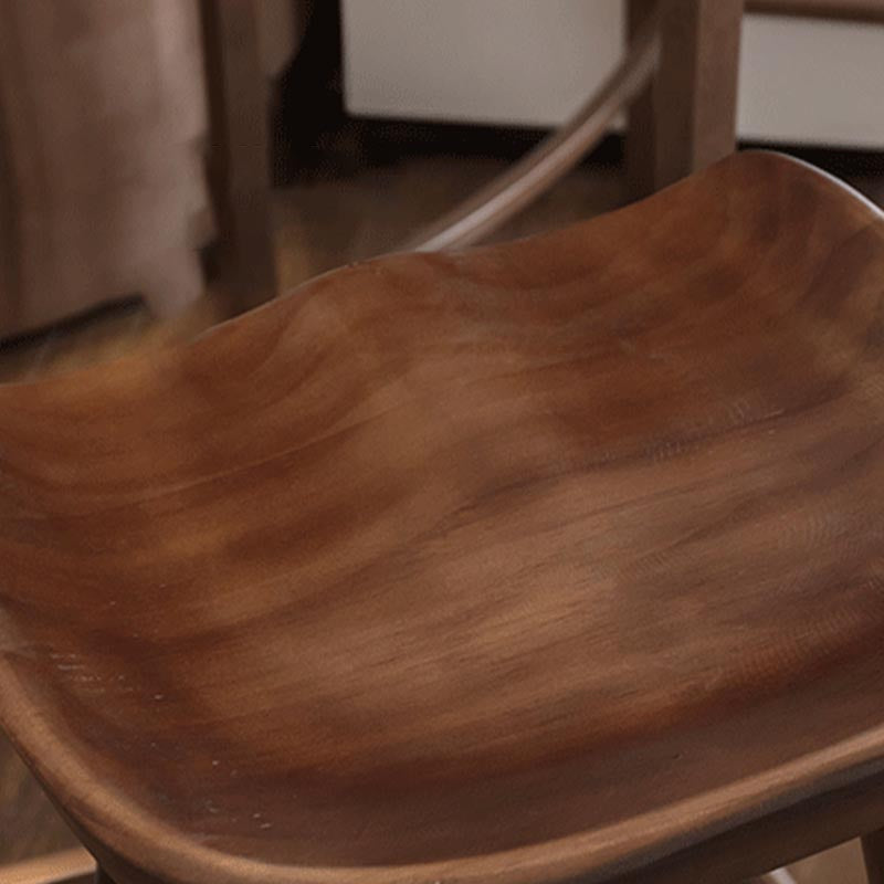 Industrial Contoured Seat Backless Solid Wood Bar Stool for Restaurant