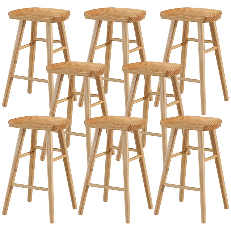 Industrial Contoured Seat Backless Solid Wood Bar Stool for Restaurant
