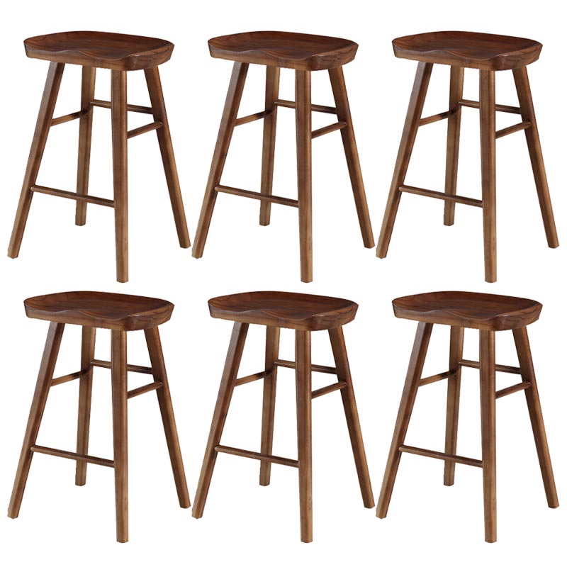 Industrial Contoured Seat Backless Solid Wood Bar Stool for Restaurant