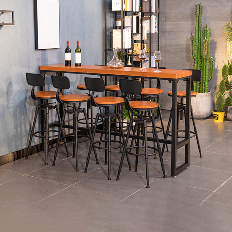 Industrial Solid Wood Bar Table Set 1/5/9 Pieces Counter Table with High Stools