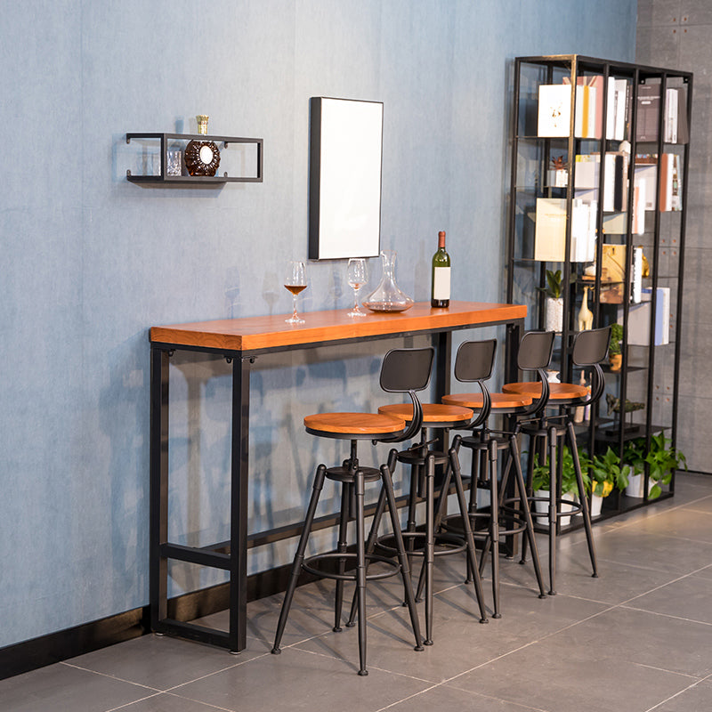 Industrial Solid Wood Bar Table Set 1/5/9 Pieces Counter Table with High Stools