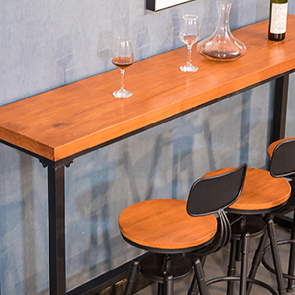 Industrial Solid Wood Bar Table Set 1/5/9 Pieces Counter Table with High Stools