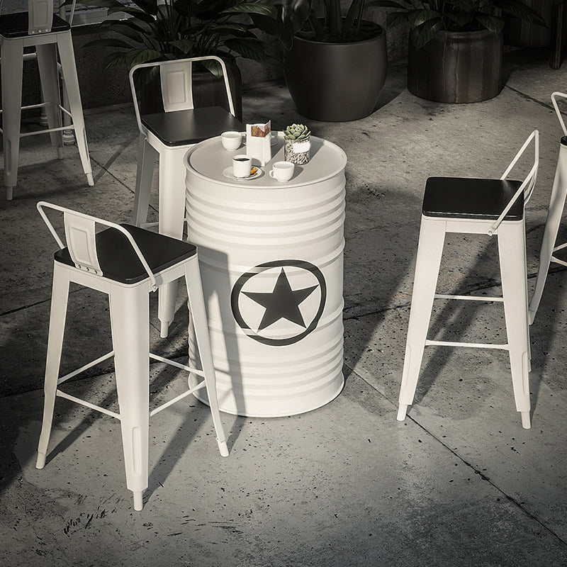 1/3/4 Pieces Industrial Bar Stool and Table Set White Iron Bar Set