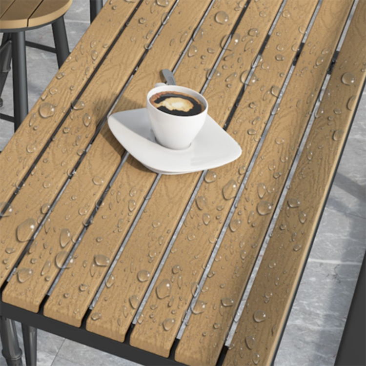 Modern Outdoor Table and Stool Set 1/5 Pieces Wood and Metal Rectangle Bistro Set