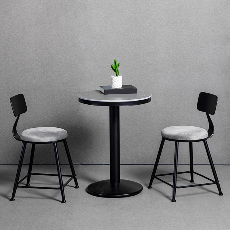 Modern 1/3 Pieces Bar Table Set Round Stone Counter Table with Backrest Stools