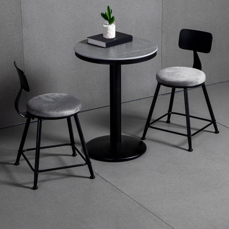 Modern 1/3 Pieces Bar Table Set Round Stone Counter Table with Backrest Stools