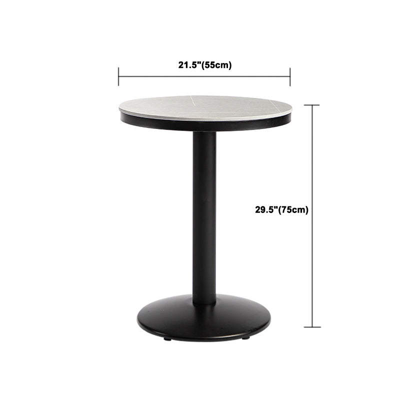 Modern 1/3 Pieces Bar Table Set Round Stone Counter Table with Backrest Stools