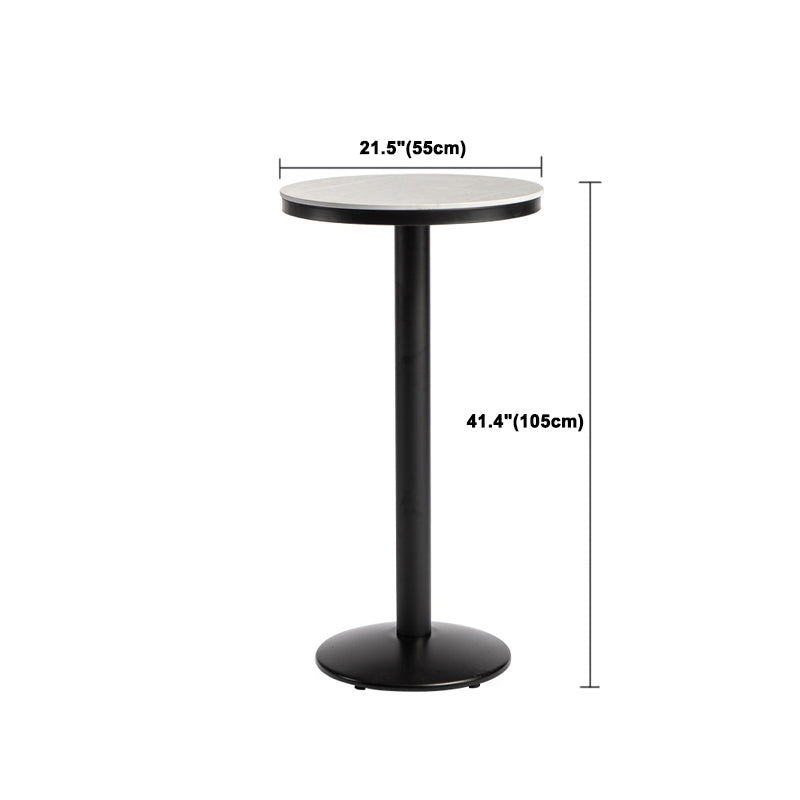 Modern 1/3 Pieces Bar Table Set Round Stone Counter Table with Backrest Stools