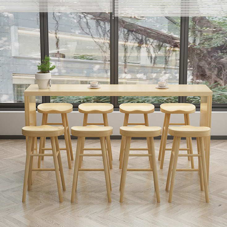 Modern Rectangle Pine Wood Bar Table Set 1/5/9 Pieces Counter Table with Backless Stools