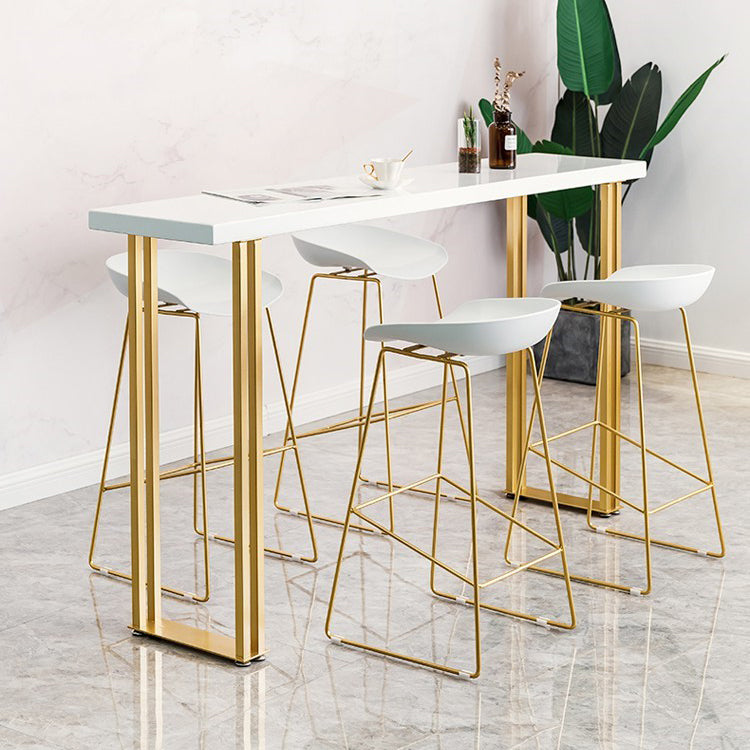 Luxury Rectangle Solid Wood Bar Table Set 1/3/5 Pieces Counter Table with High Stools