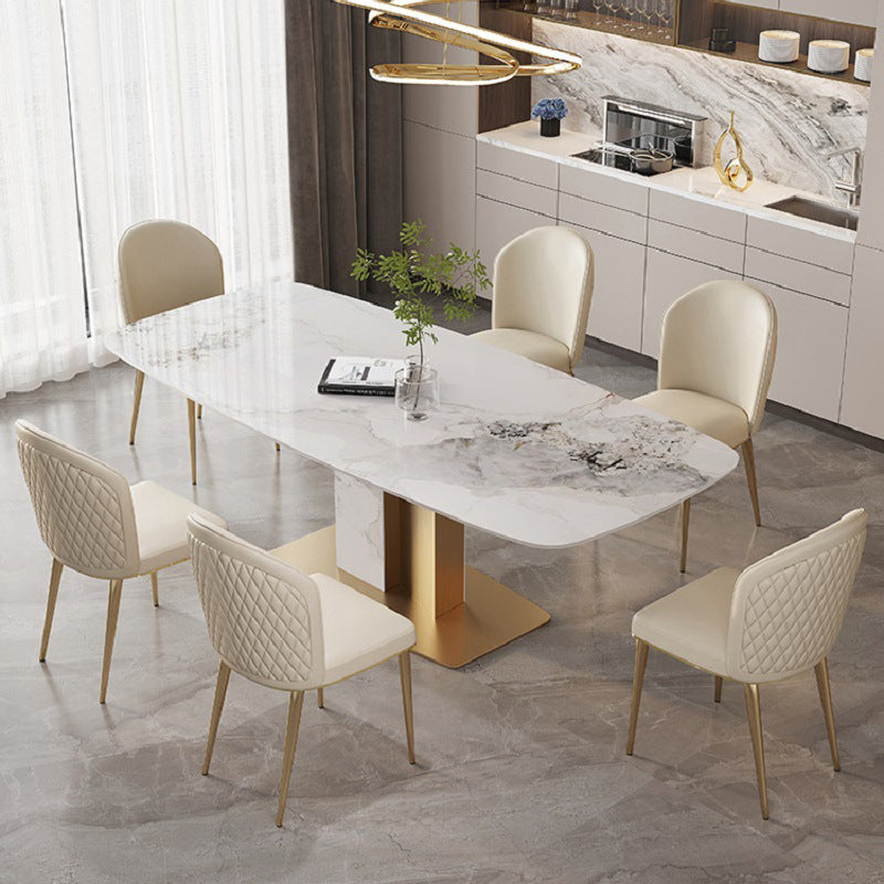 Luxurious Sintered Stone Top Dining Set Rectangle 1/4/5/6/7 Pieces Dining Room Table Set
