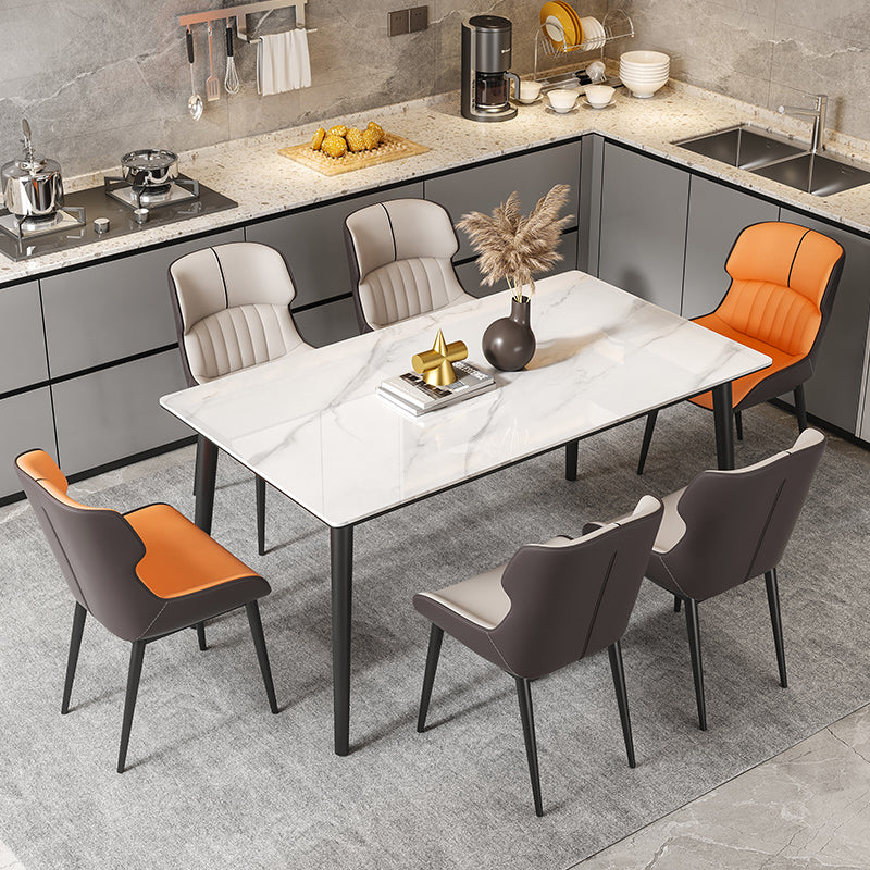 Modern Dining Table Set 1/4/5/7 Pcs Rectangle Dining Table Set with Wingback Chairs