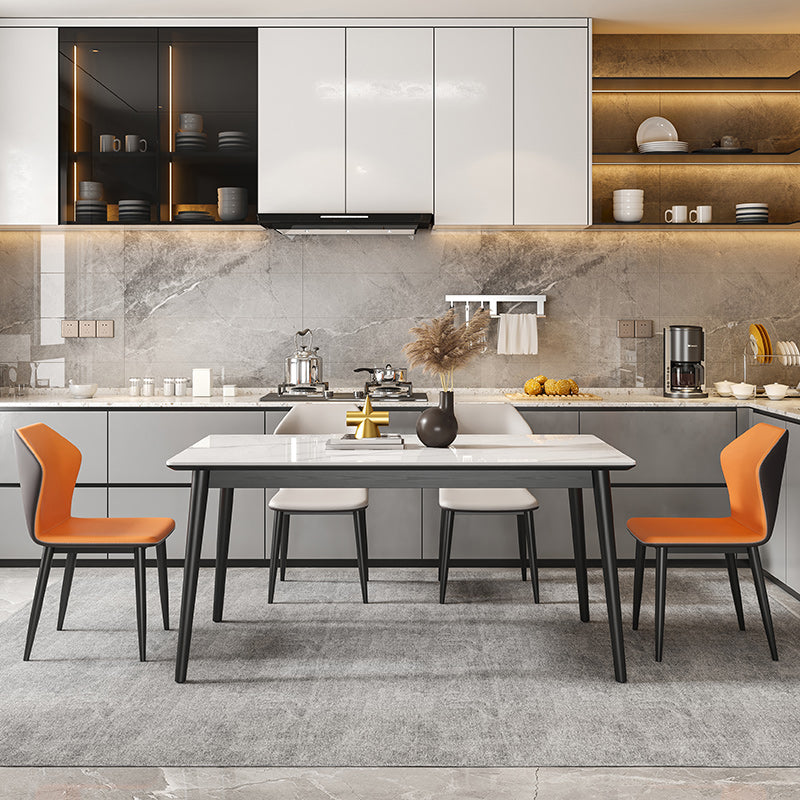 Modern Dining Table Set 1/4/5/7 Pcs Rectangle Dining Table Set with Wingback Chairs