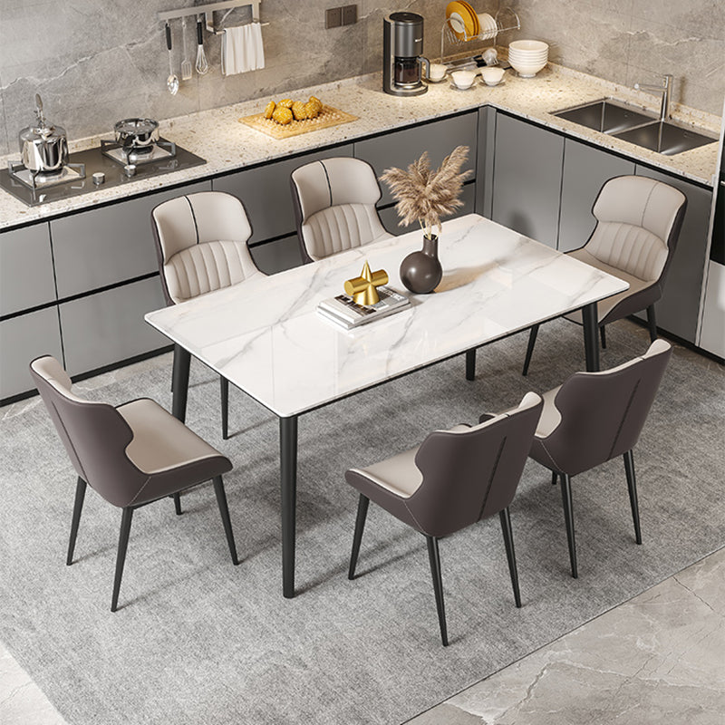 Modern Dining Table Set 1/4/5/7 Pcs Rectangle Dining Table Set with Wingback Chairs