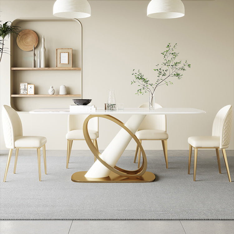 Modern Stone Furniture Set 1/4/5/7 Pcs Standard Height Dining Room Table Set in White