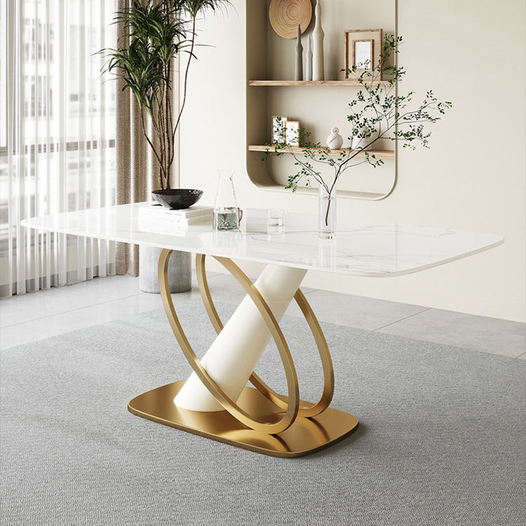 Modern Stone Furniture Set 1/4/5/7 Pcs Standard Height Dining Room Table Set in White