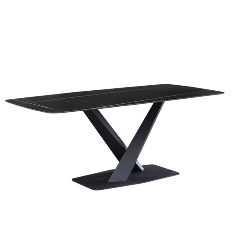 Modern Sintered Stone Dining Set 1/3/4/5 Pcs with Rectangle Table and Side Chairs