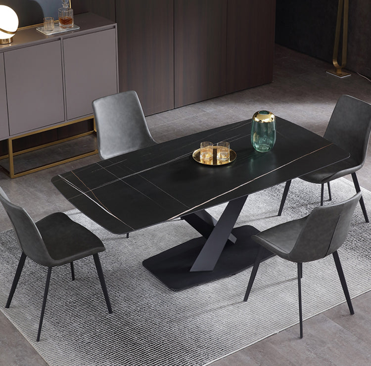Modern Sintered Stone Dining Set 1/3/4/5 Pcs with Rectangle Table and Side Chairs