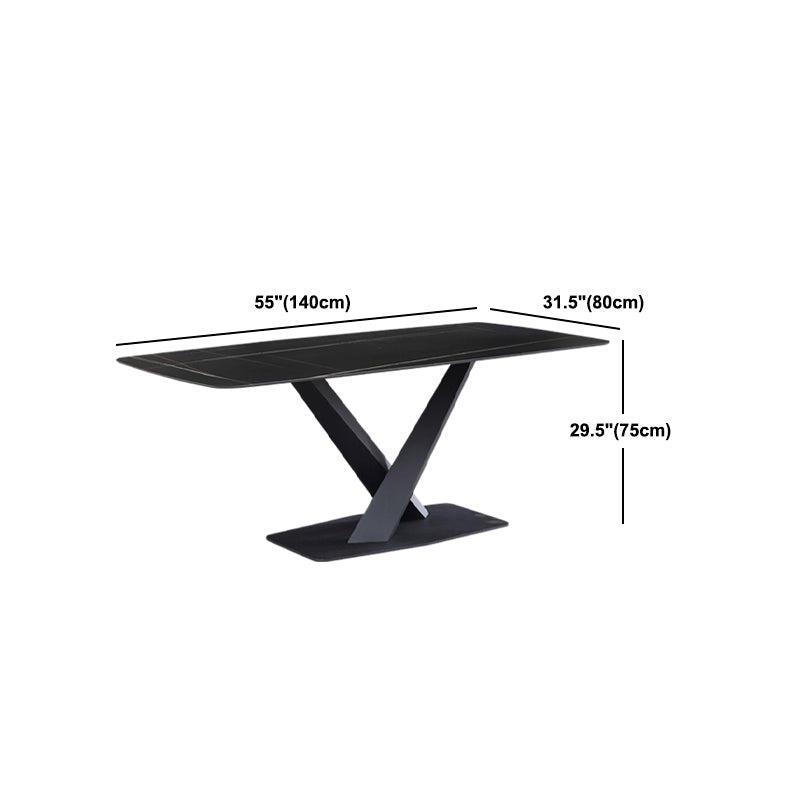 Modern Sintered Stone Dining Set 1/3/4/5 Pcs with Rectangle Table and Side Chairs