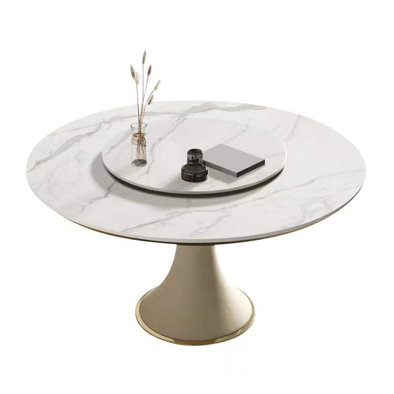 Round Glam Dining Room Set 1/4/5/9 Pcs Sintered Stone Dining Table and Chairs