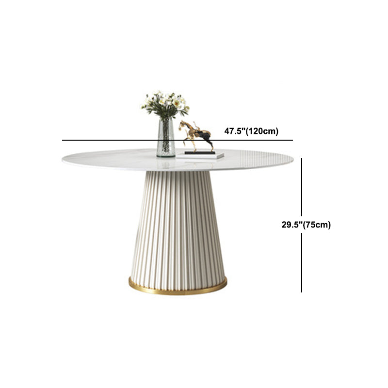 Glam Dining Table Set 1/2/3/5/7 Pcs Round White Dining Table with Side Chairs