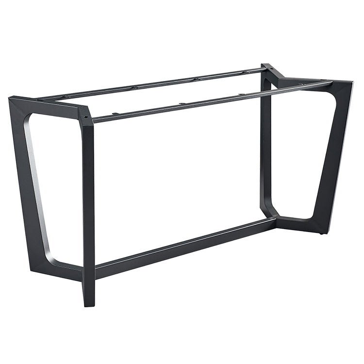 Industrial Stone Rectangle Table Standard Height Dining Room Table with Trestle Base