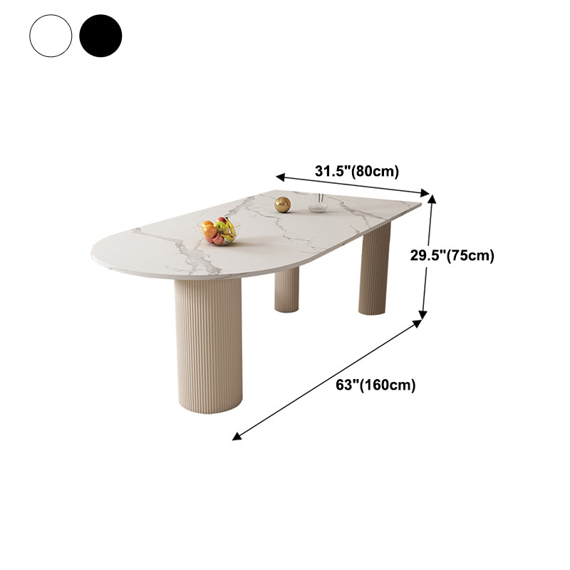Free Form Stone Top Dining Table Solid Wood Base Dining Table for Kitchen