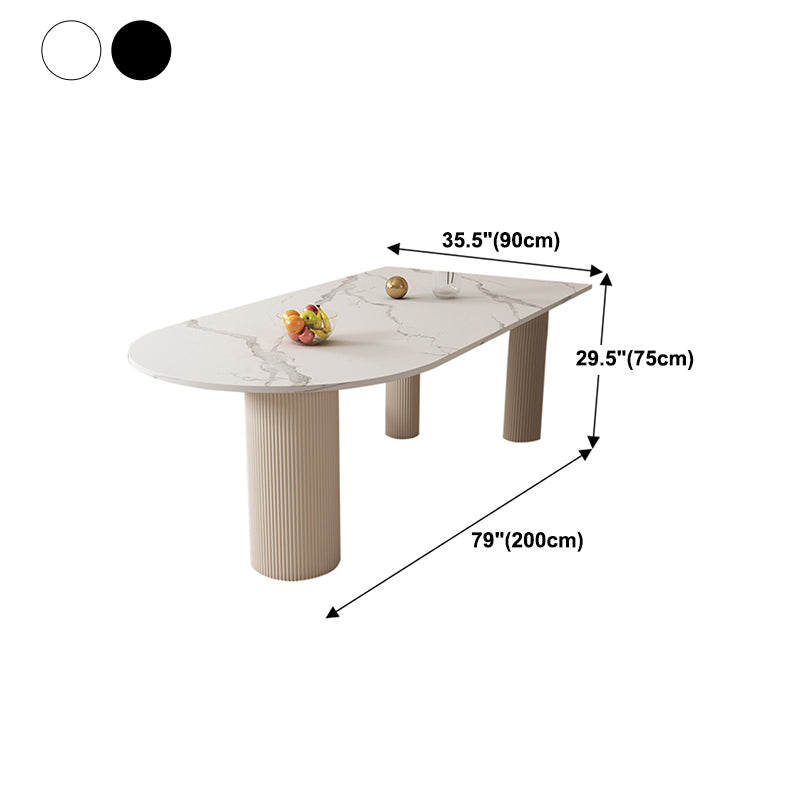 Free Form Stone Top Dining Table Solid Wood Base Dining Table for Kitchen