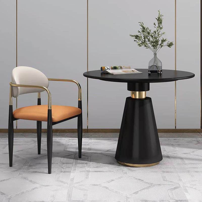 Metal Traditional Luxury Round Table for Dining Room Stone Top Table with Pedestal
